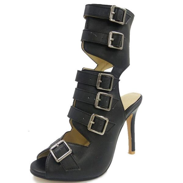 

dress shoes buckle high heeled sandals large size 40-46 thin in rome, Black