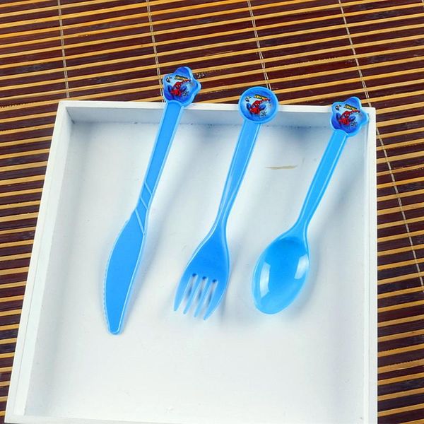 

packaging dinner service 30pcs cartoon tableware plastic knife fork spoon each 10pc kid boy birthday theme party supplies decoration