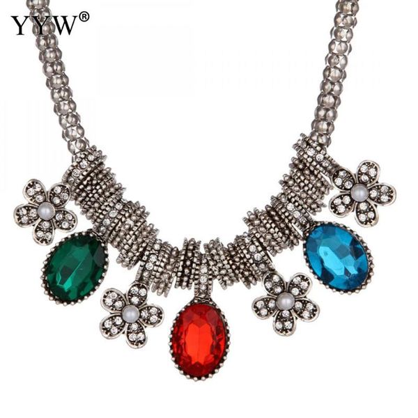 

pendant necklaces luxury crystal statement necklace charming sweater choker waterdrop star for women jewelry, Silver