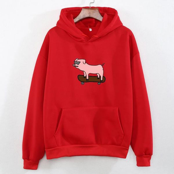 

women's hoodies & sweatshirts harajuku gothic punk sweatshirtswomen printed pig skateboard print women hooded oversize hoodie koren sty, Black