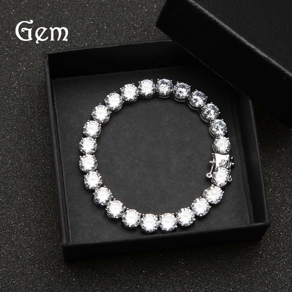 

high grade hip hop bracelet men's 8mm zircon thick bracelet, Silver