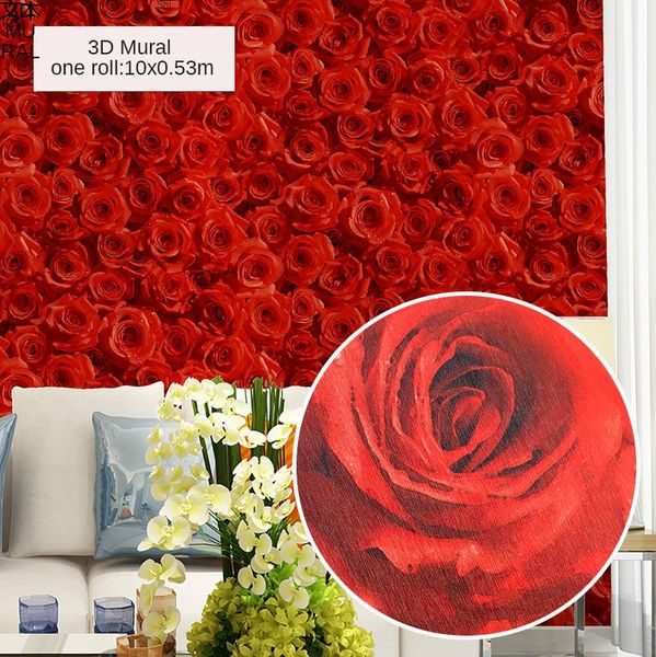 

wallpapers 3d stereo mural wallpaper pvc waterproof red blue rose for ktv bedroom living room television background wall study