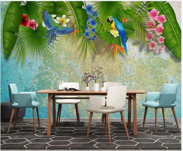 Carta da parati personalizzata 3D murales sfondi wallpapers Bellissimo fiore moderno e uccello Nordico sfondo carta da parete decorazione pittura