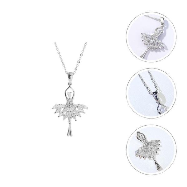 

pendant necklaces 1pc girl ballet dancer necklace clavicle bone chain dancing, Silver