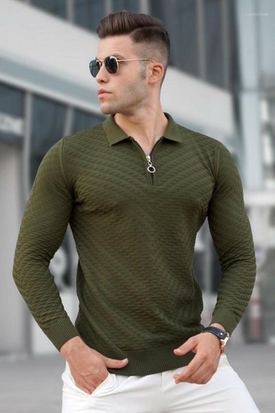 

men's hoodies & sweatshirts khaki zippered knitwear men pullover sweatshirt cotton polyester fabric stylish design 2021 winter season q, Black
