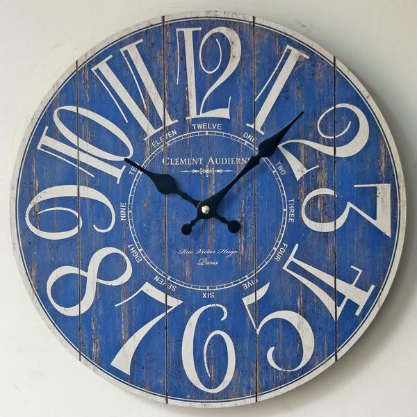 

wall clocks blue digital clock creative retro wooden home decor living room decoration modern design