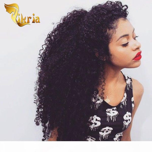 

full lace human hair wigs deep curly natural black color lace front wigs brazilian indian peruvian malaysian mongolian deep curly wigs, Black;brown