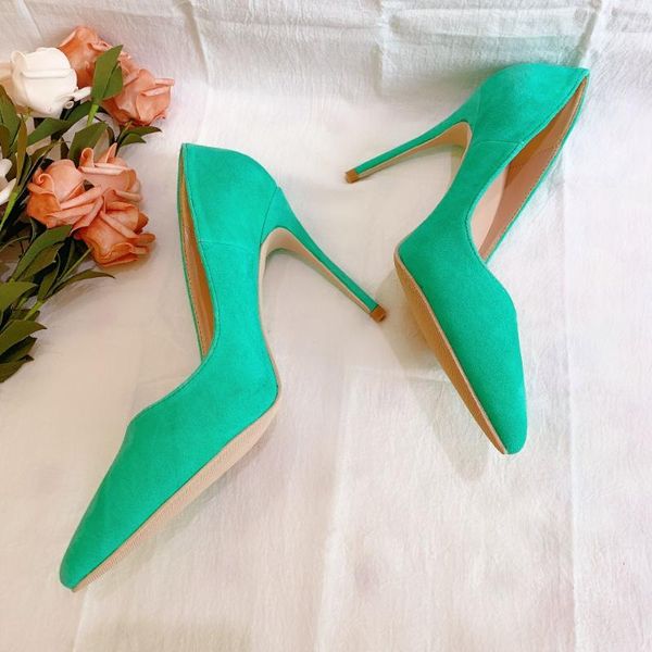 

fashion women pumps green mint suede leather pointy toe high heels pearls shoes bride wedding shoes 12cm 10cm 8cm, Black