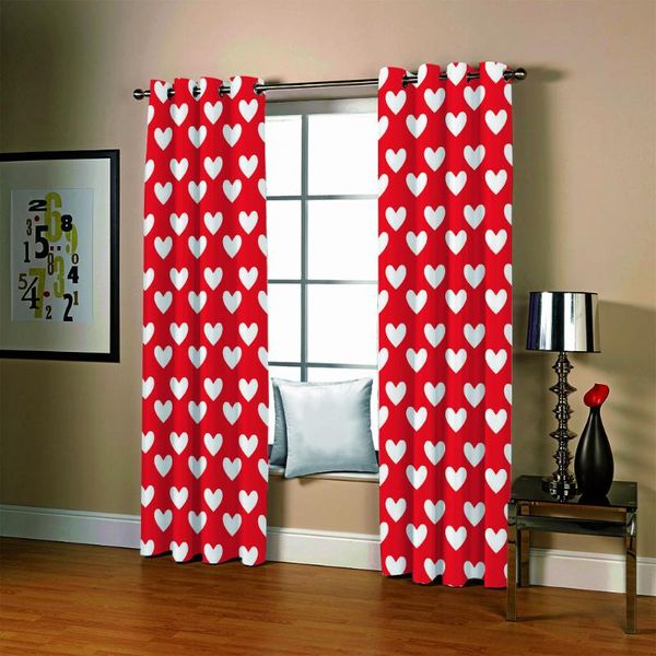 

curtain & drapes softbatf red heart for window blackout curtains fabric living room bedroom drop
