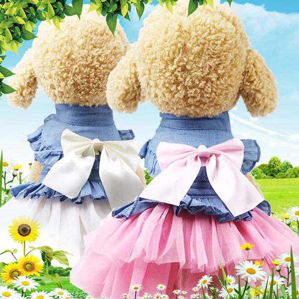 

dog apparel spring autumn bow clothes skirt comfortable dress fashionable outer wear pet clothing wedding puppy