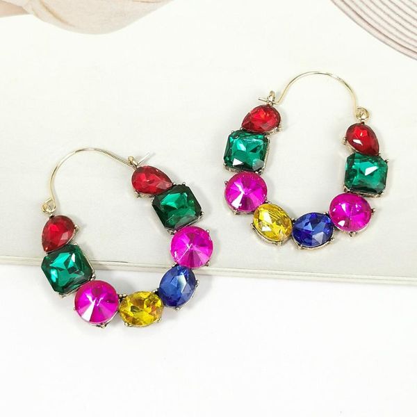 

hoop & huggie multicolor crystal beads earring for women green champagne boho colorful summer holiday outer banks, Golden;silver