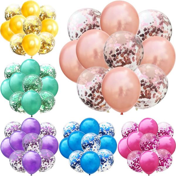 

party decoration 10pcs/lot glitter confetti latex balloons romantic wedding baby shower birthday decor clear air