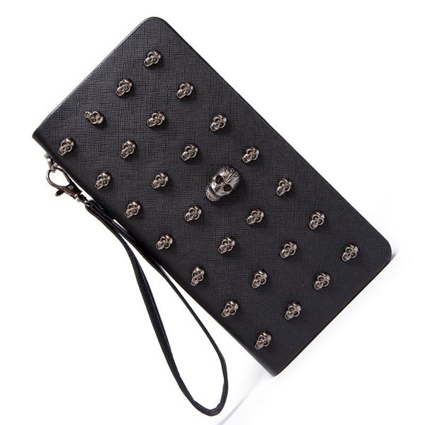 Carteiras 2021 longa carteira feminina com zíper bolsa clutch caveira grande clipe para notas porta cartão feminino