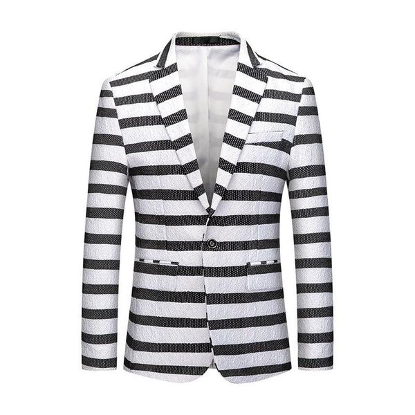 

men's suits & blazers suit urban style business casual single button striped jacket coat tailleur femme vestido trajes, White;black