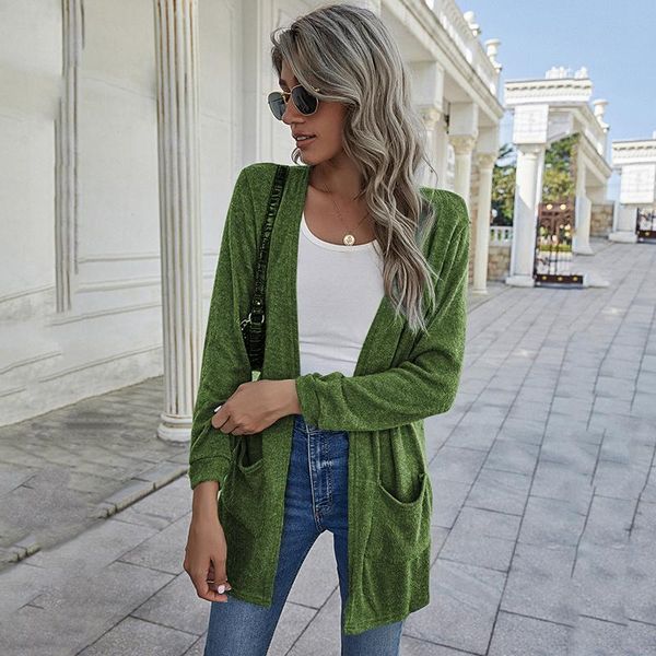 

women's knits & tees 2021 long knitted sweaters women fashion thin cardigan female sleeve autumn winter solid open stitch streetwear, White