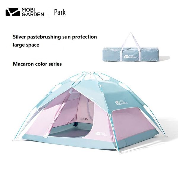 

tents and shelters 3-4 people park camping children's thickening sunscreen beach portable foldable automatic double layer tent 190t pol