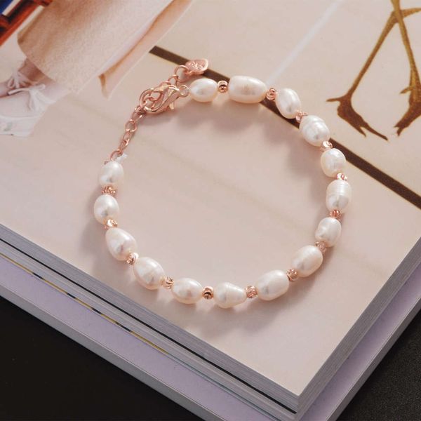 

natural freshwater pearl bracelet friends hand string network red wind live japan and south korea accessories stalls, Golden;silver