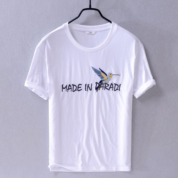 

2021 new summer cotton mens t-shirt sweat-absorbent breathable simple casual white t shirt trend loose tshirt for men chemise bjrn