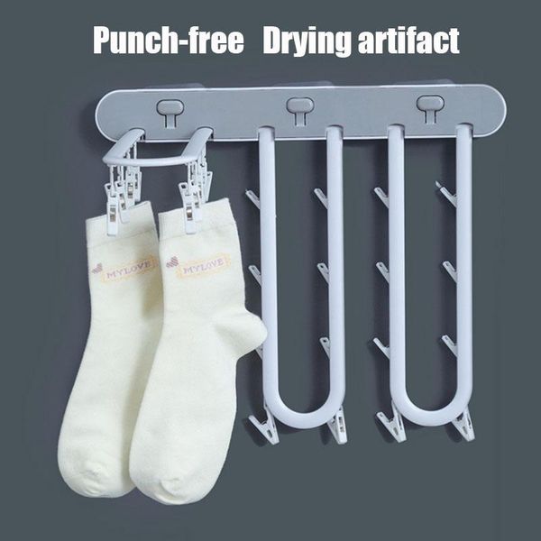 

hangers & racks wall-mounted punch-multifunctional hanger space saving multi-port plastic foldable scarf cabide for clothes