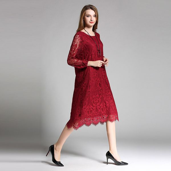 

tuhao primavera in lace up the elegant female knees midi dressed 4 xlplus size party dress tp6311 z3gz, Black;gray