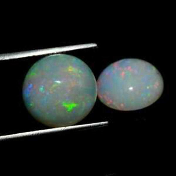 

3x3 mm natural ethiopian multi fire round opal cabochon loose gemstone h1015, Black