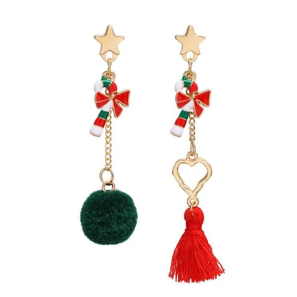 

dangle & chandelier 1 pair of christmas earrings simple style star hairball tassel, Silver