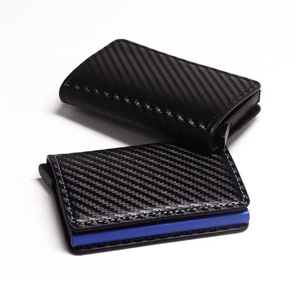 

bycobecy carbon fiber card holder wallets men brand rfid black magic trifold leather slim mini wallet small money bag ma qylqve