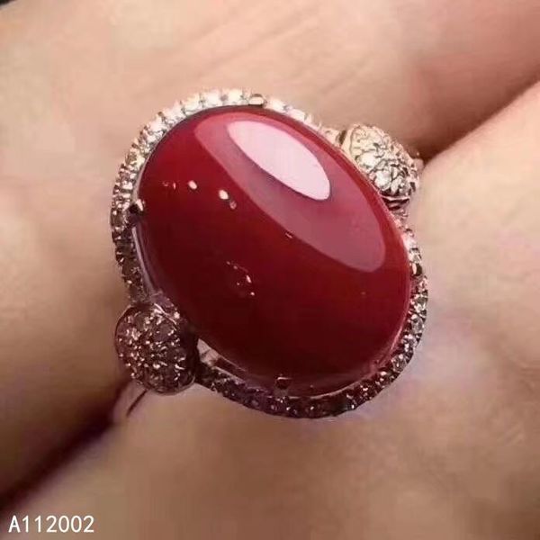 

cluster rings kjjeaxcmy fine jewelry natural red coral 925 sterling silver women adjustable gemstone ring support test luxury, Golden;silver