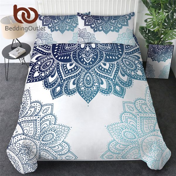 BeddingOutlet Set di biancheria da letto Mandala Twin Copripiumino boemo Copripiumino floreale etnico Set letto caleidoscopio floreale Dropship 210309