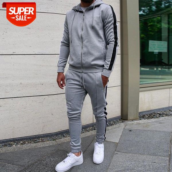 

NEW Men Sets Sweat Suit Set Mens Clothes Hoodies Mens Jogger Sweatsuits Running Suit Long Sleeve Cardigan zipper Tracksuit Men #fw6g, Gray