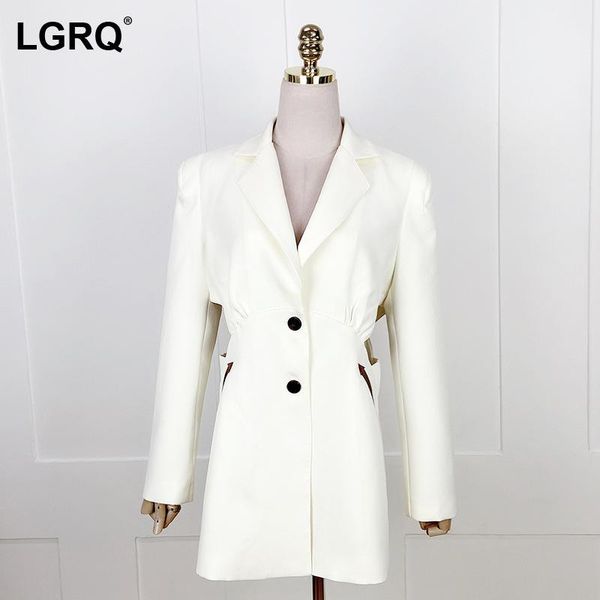 

women's jackets [lgrq] women white hollow out casual jacket notched neck long sleeve fit cots fashion tide autumn spring 2021 19d1227, Black;brown