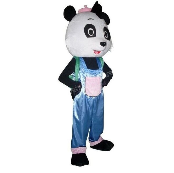 Halloween azul calças panda mascote traje de alta qualidade cartoon anime tema caráter adultos tamanho Natal carnaval festa de aniversário outdoor outfit