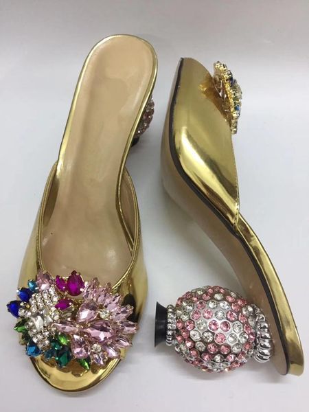 

dress shoes rhinestone heels slippers chic crystal heeled sandals eu35-41 size by705, Black
