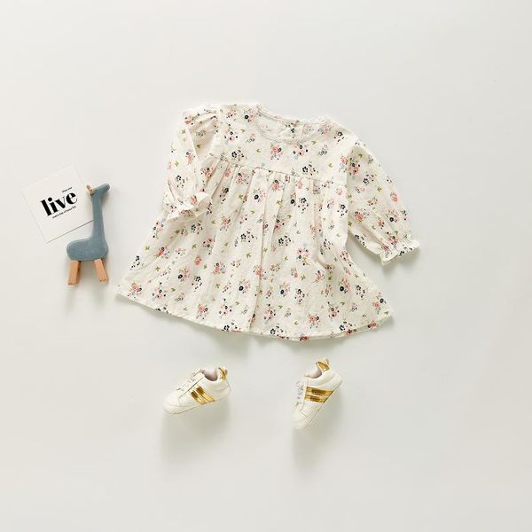 

girl's dresses 2021 baby girl autumn long sleeve dress cotton girls floral toddler princess clothing, Red;yellow