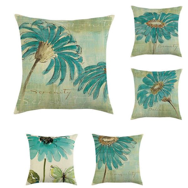 

one side print cushion cover linen pillow cover for home sofa seat throw cute vintage decoration 45x45cm