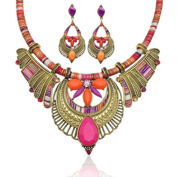 

exaggerated personality bohemian necklaces, national style jewelry set, new accessories, Black