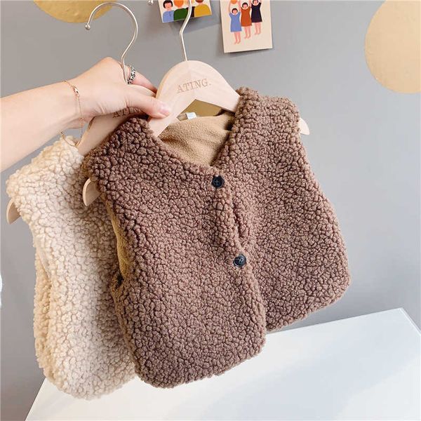 

korean style baby girls solid color quilted thickening vest children sleeveless soft casual waistcoat clothes 210615, Camo