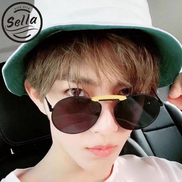 

sunglasses sella arrival fashion women men retro round brand designer tint lens metal frame summer vintage shade glasses, White;black