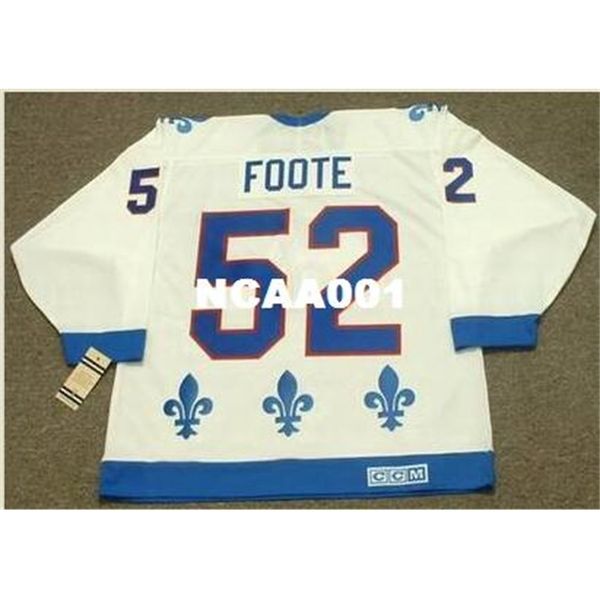 

001 #52 adam foote quebec nordiques 1992 ccm vintage retro home hockey jersey or custom any name or number retro jersey, Black
