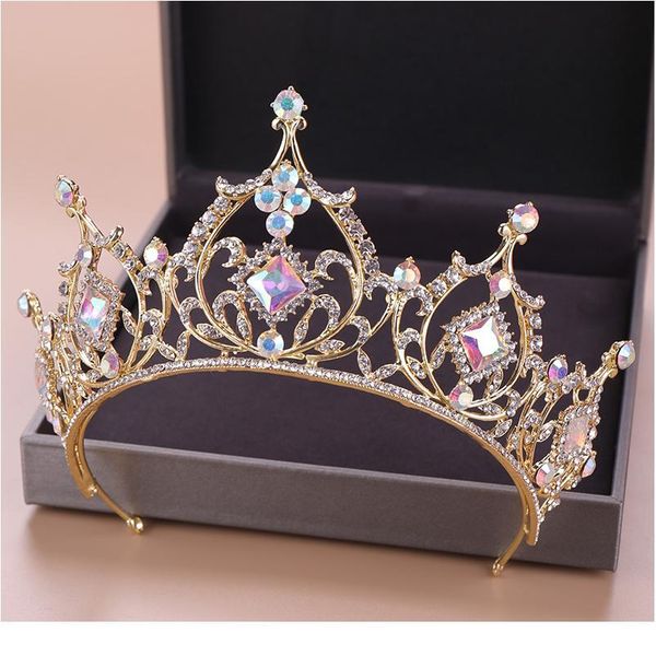 

fashion wedding hair accessories bridal headdress baroque colored rhinestone crystal crown party prom queen jewelry cr jllrqt, Silver