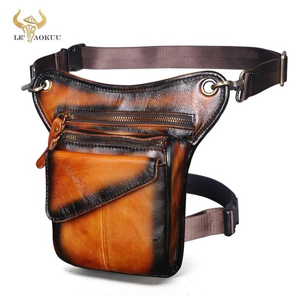 

waist bags soft grain leather men female multi-function design sling shoulder bag fashion travel fanny belt pack drop leg 211-3