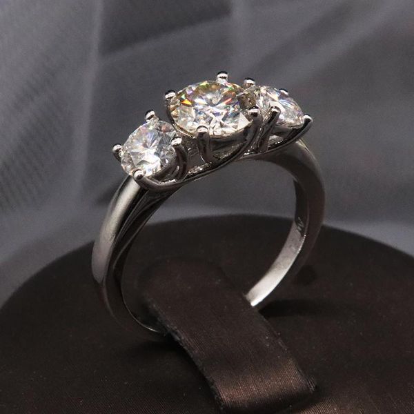 

cluster rings 9k white gold ring 2ctw round brilliant excellent cut moissanite jewelry anniversary gift engagement, Golden;silver