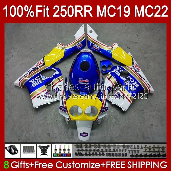 Rothmans Blue Injection Mold Fairings para Honda CBR 250RR 250 RR CC 250R CBR 250cc 1988-1989 Bodys 112HC.128 CBR250 RR CC 1988 1989 MC19 88-89 CBR250RR 88 89 OEM Kit completo