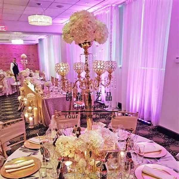 

candle holders metal pillar glass candlestick christmas decoration flower vase home deco candelabra gold centerpiece