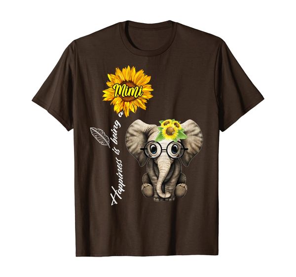 

happiness is being a mimi sunflower elephant shirt, White;black