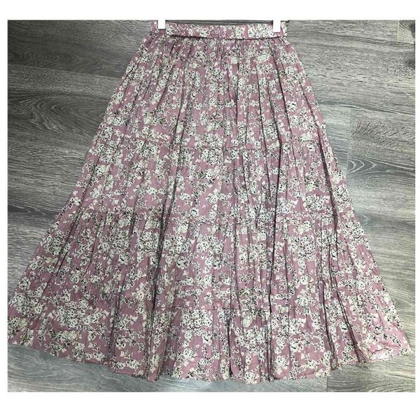 

skirts women skirt mid-length elastic waist midi print, Black