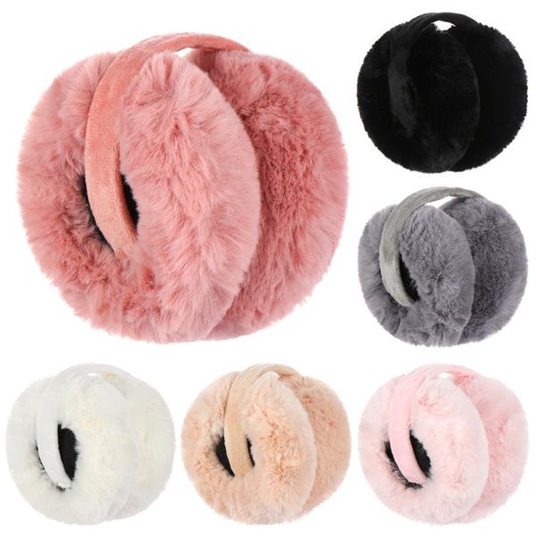 

berets winter warm plush ear muff soft headphone style ear-cap foldable earflap ladies outdoor skiing anti-windshield warmer, Blue;gray