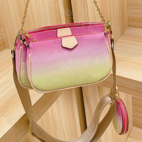 

2021 summer classic gradient color women bag three in one lady fashion handbag ladies handbags cross body wallet shoulder bags purse