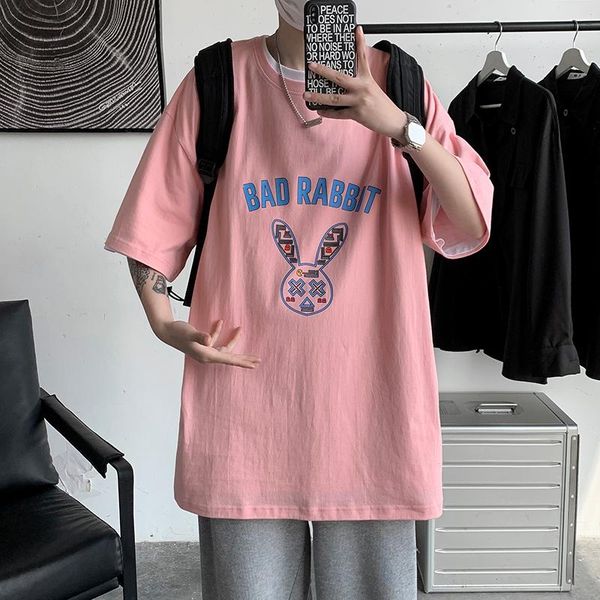 

men's t-shirts black white loose oversized 2021 summer t shirt rock skateboard hip hop t-shirt short sleeves streetwear tees tshirt, White;black