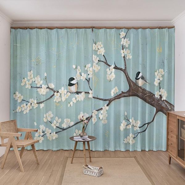 

curtain & drapes modern style flower bird printed high-grade curtains for living room bedroom classical decoration